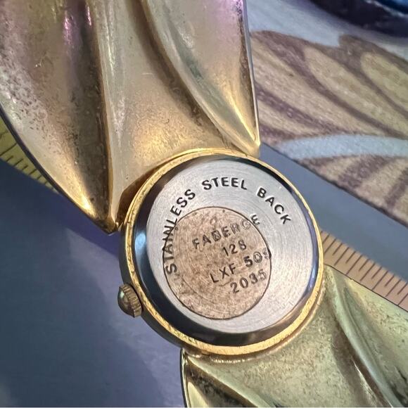 Faberge Gold Tone VINTaGE Cuff Bracelet Watch - Picture 6 of 8